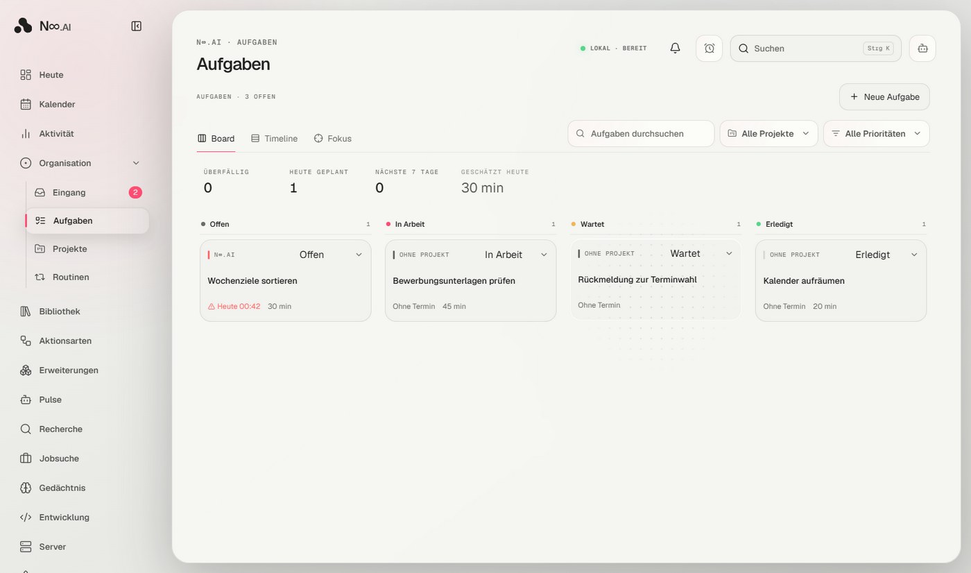 Aufgabenboard der Fassung 1.7.2 mit vier Spalten und Kennzahlen