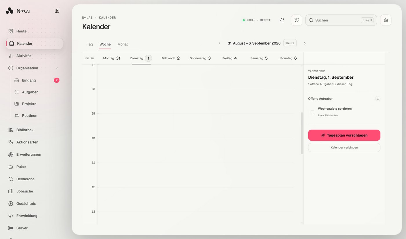 Wochenkalender der Fassung 1.7.2 mit Tagesfokus in der Seitenspalte